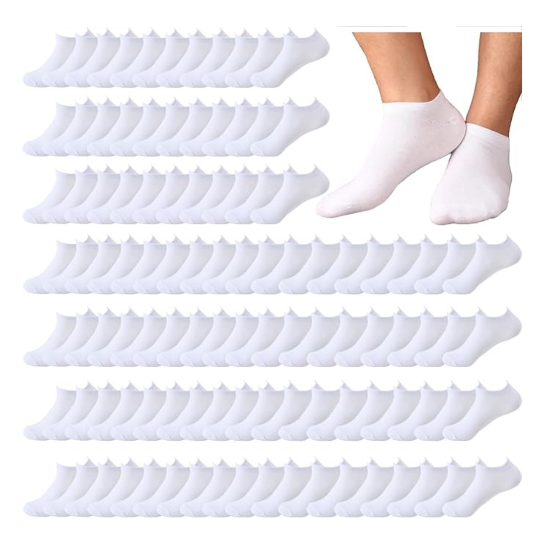 24-Pairs Thin Breathable No-Show Athletic Ankle Socks (Various Colors)