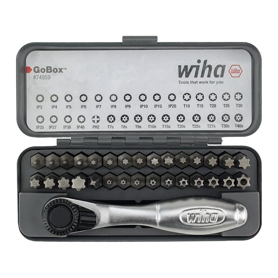32-Piece Wiha 74959 GoBox Master Torx Bit Set with Mini Ratchet