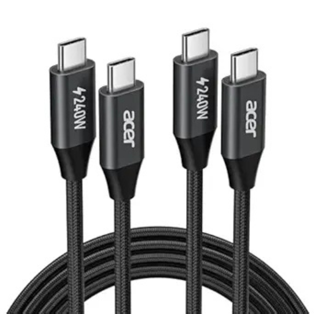 2-Pack 6.6ft Acer 240W USB-C to USB-C Nylon Braided Charging Cable