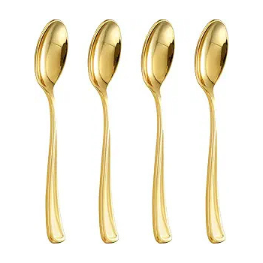 600-Pieces bUCLA 6.9" Disposable Heavy Duty Plastic Spoons (Gold)