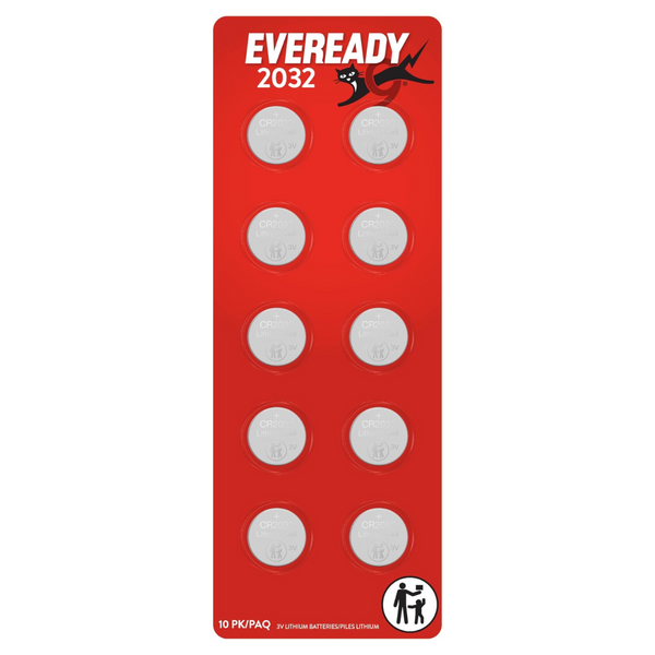 Eveready CR2032 Lithium 3V Coin 10 Pack Batteries