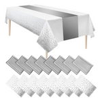 16 Plastic Tablecloths With Table Runners (2 Colors)