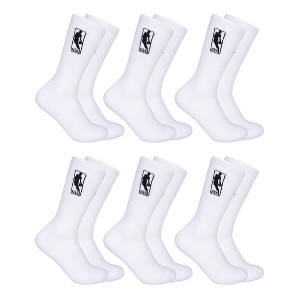 6-Pairs Men's NBA Official Athletic Cushioned Secure Fit Crew Socks