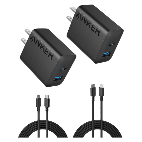 2-Pack Anker 20W 2-Port USB-C Wall Chargers w/ 5ft USB-C Cables