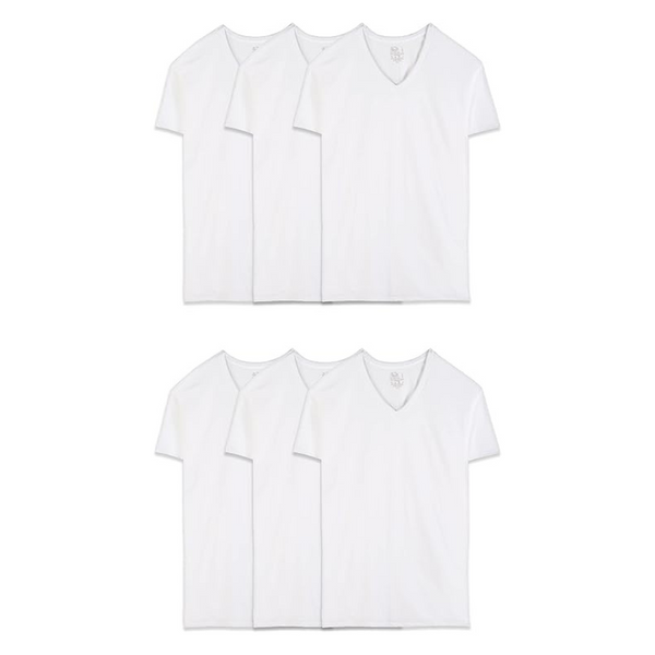 6-Pack Fruit Of the Loom Men's Stay Tucked V-Neck T-Shirt