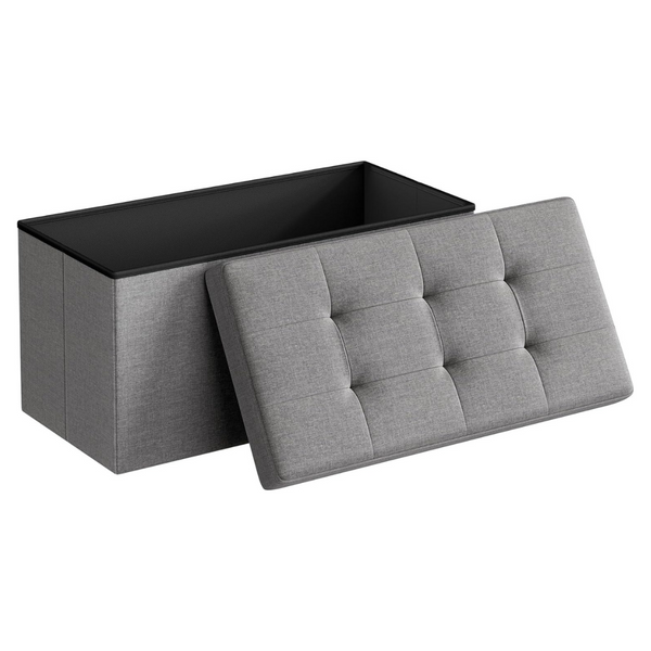 30" Songmics Mazie Folding Storage Ottoman Bench (Light Gray)