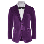 Grace Karin Men's Velvet Two Button Slim Fit Blazer