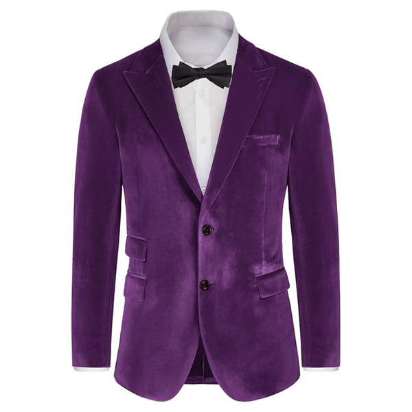 Grace Karin Men's Velvet Two Button Slim Fit Blazer