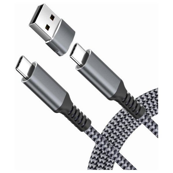 10" Elebase 100W USB C To C Cable (Gray) + USB 2.0 Adapter
