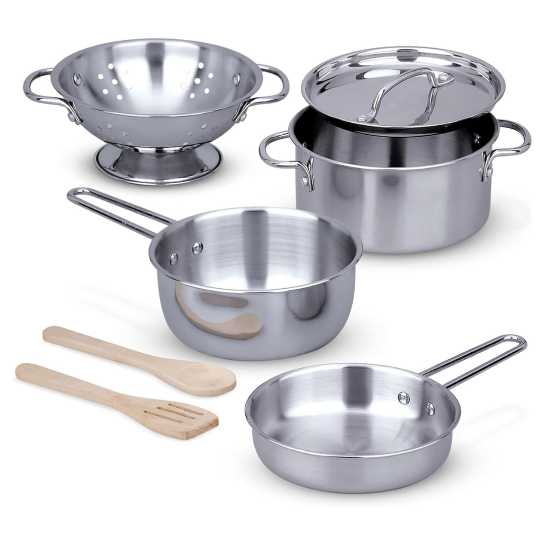 8-Piece Melissa & Doug Stainless Steel Pots Play Kitchen Set + $0.90 Amazon Credit