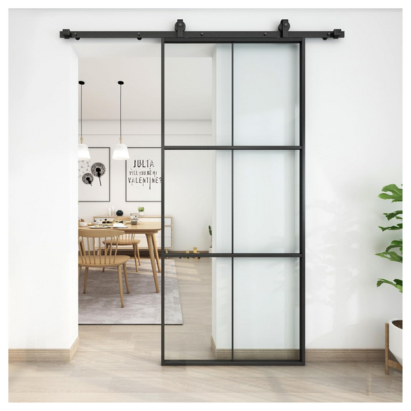 Jubest 42" x 96" Glass Sliding Barn Door With 7ft Hardware Kit