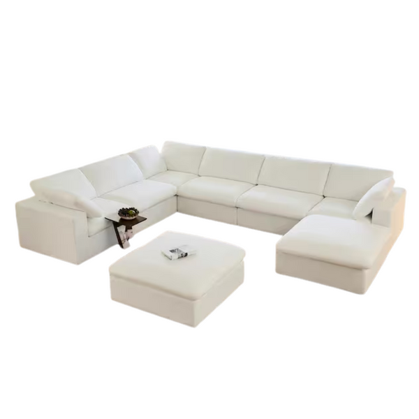 8-Seater Lesly 160" Square Arm Fabric U-Shaped Sectional Sofa