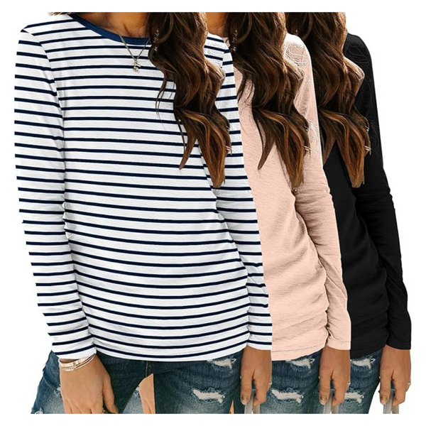 3-Pack Zeagoo Women's Loose Fit Long Sleeve T-Shirts