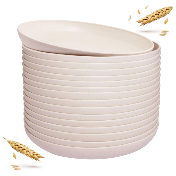 20-Pieces Wheat Straw 9" Unbreakable Dinner Plates