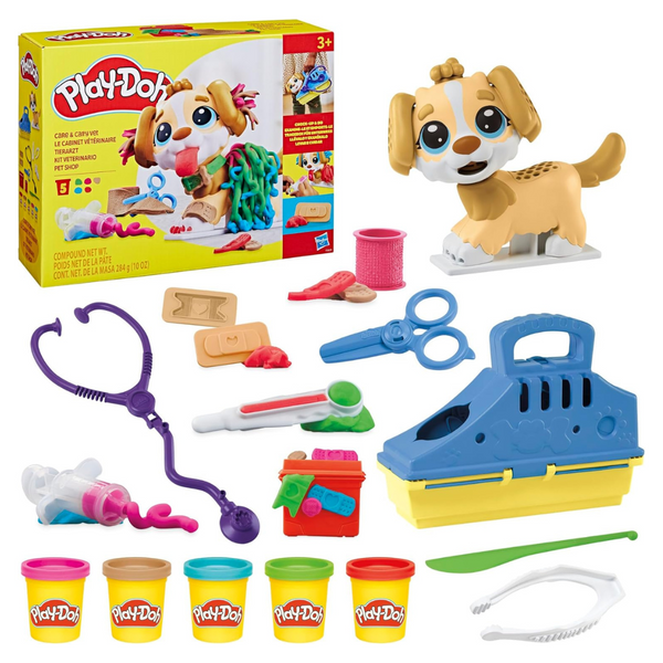 Play-Doh Care ‘n Carry Vet Playset With Toy Dog, Storage, 10 Tools, And 5 Modeling Compound Colors