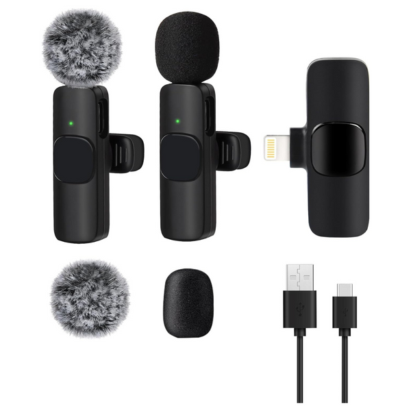 2-Pack Professional Wireless Lavalier Microphone W/ Noise Canceling