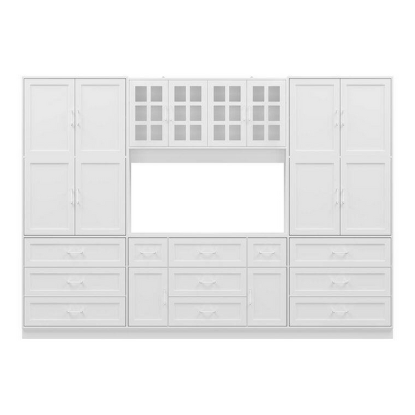 FUFU&GAGA White 78.7" Office Storage Cabinet With 13 Shelves And 11 Drawers