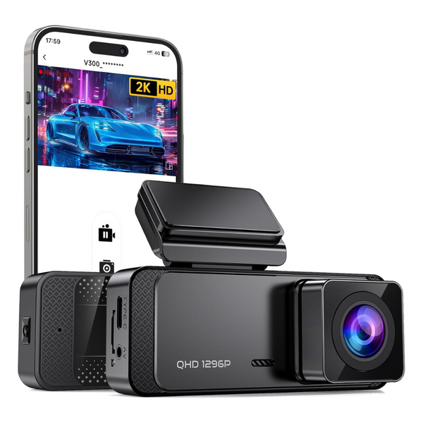 V300 WiFi 1296P Night Vision Front Dash Cam With App, Support 256GB Max