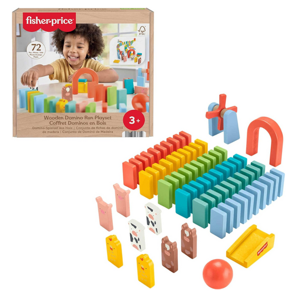 72-Piece Fisher-Price Wood Preschool Game Domino Run Playset