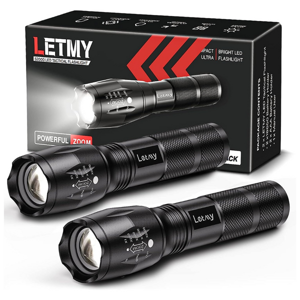 2-Pack Letmy LED Tactical Flashlight With 5 Modes