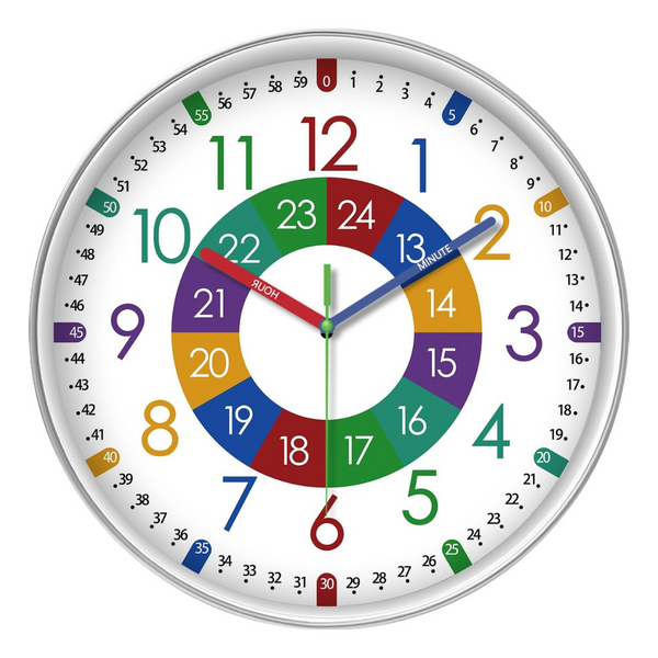 10 Inch Silent Non Ticking Colorful Teaching Wall Clock