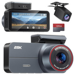 Yonvim 3.39" 2.5K QHD Front And Rear Dash Cam With 64GB Card