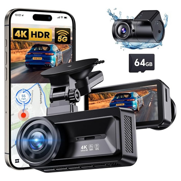 Coolcrazy 4K1080P Full HD Front Rear Dash Camera