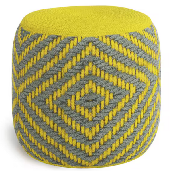 Recycled PET Polyester Kent Boho Round Woven Pouf