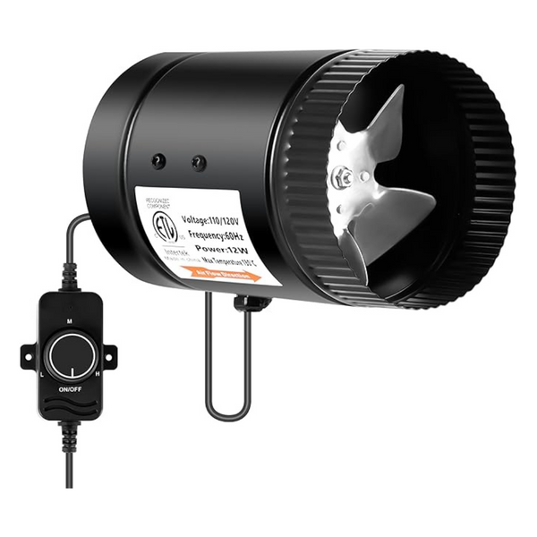 Simple Deluxe 4" Inline Booster Duct Fan 106 CFM With Speed Control