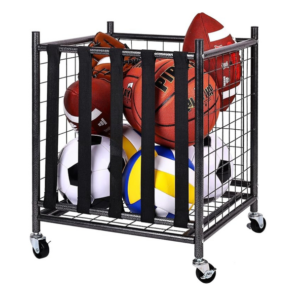 Fitvids Ball Storage Cart With Baskets And Hooks