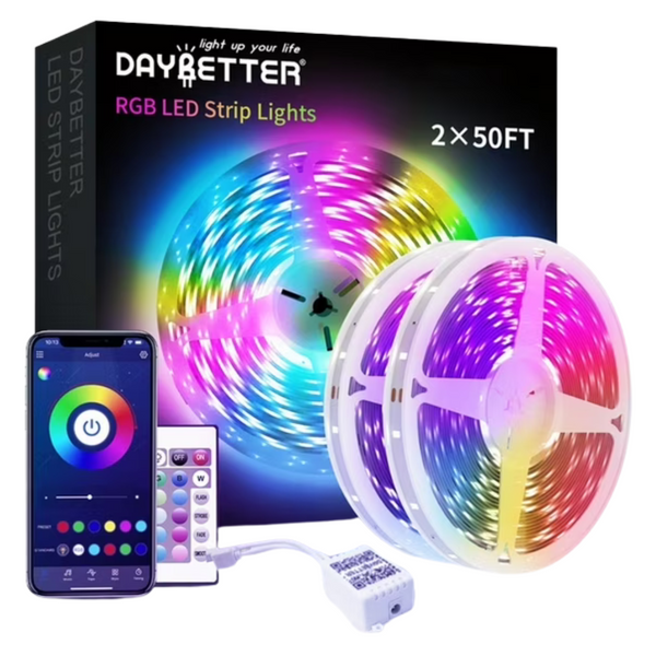 100ft Music Sync Color Changing 12V 5050 RGB LED Strips Lights