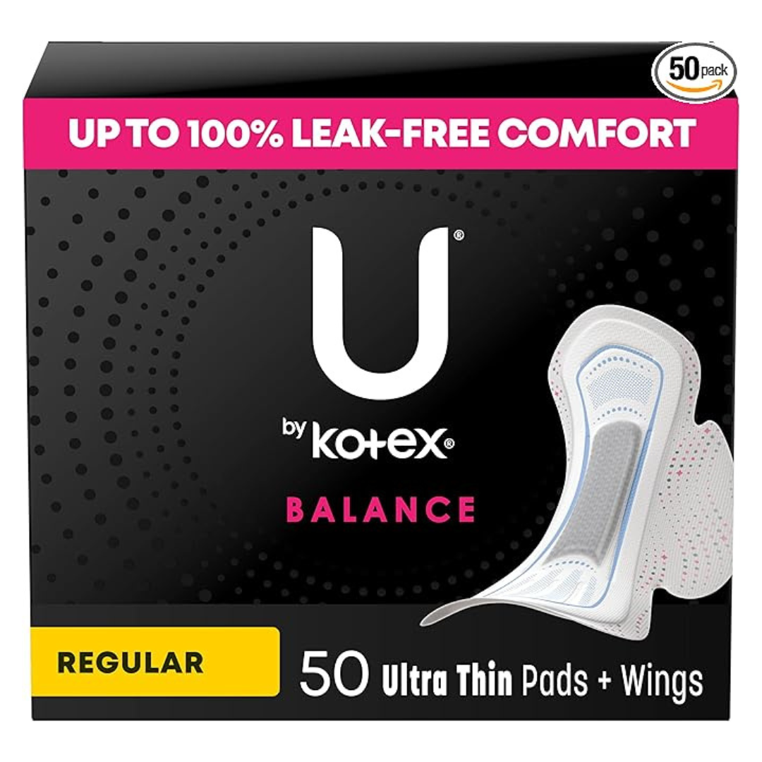50-Count U By Kotex Balance Ultra Thin Pads With Wings