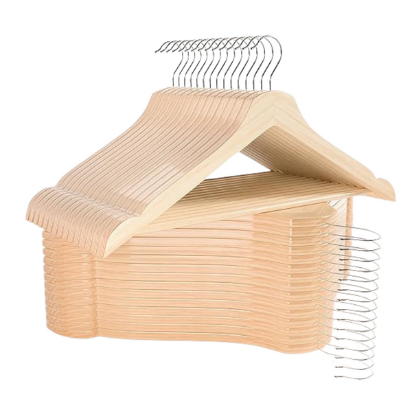30-Pack Haihomebest Slim Design Wooden Hangers
