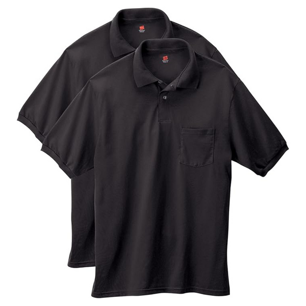 2-Pack Hanes Men's Short-Sleeve Jersey Pocket Polo Shirts (various)
