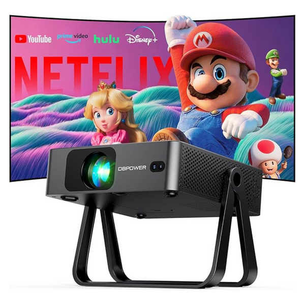 DBPOWER Smart Video Projector with Built-in Apps & 360 deg. Stand