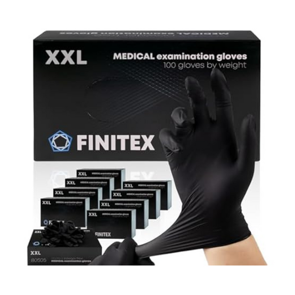 1000-Count FINITEX 5 mil Black Nitrile Disposable Medical Exam Gloves