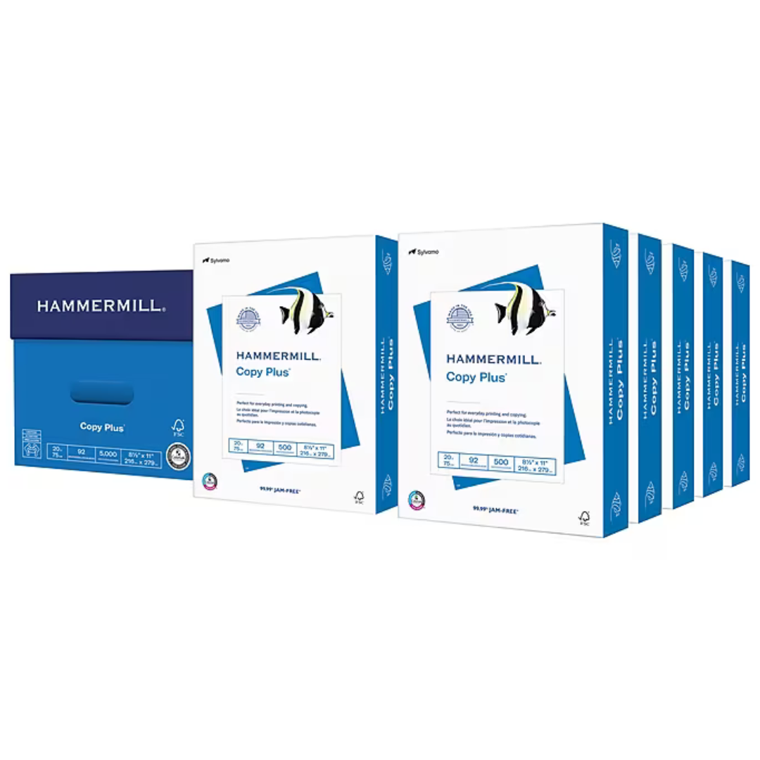 10-Ream (5000 Sheets) Hammermill Plus 8.5" x 11" Copy Paper