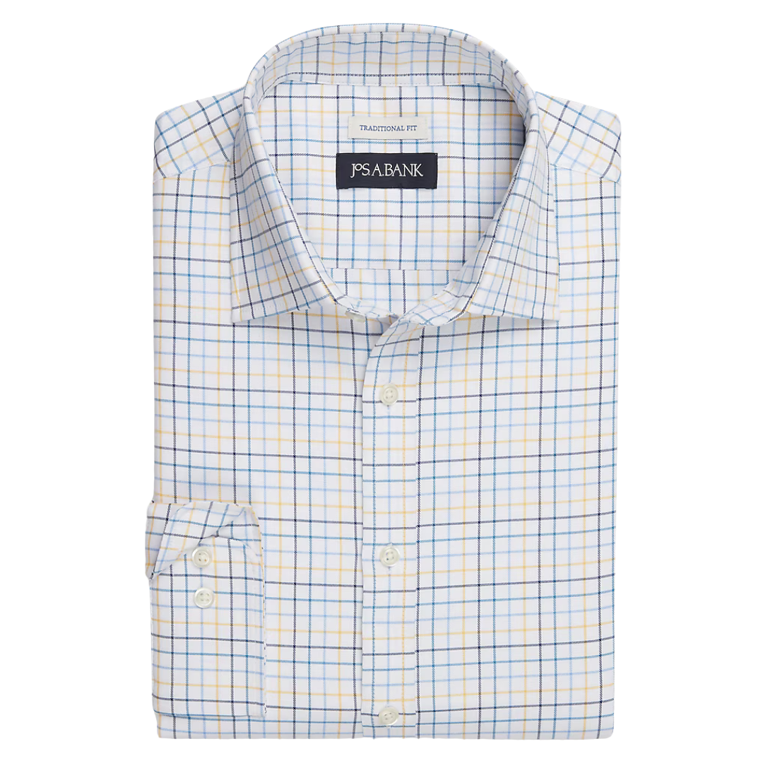Jos. A. Bank Comfort Stretch Grid Long Sleeve Sportshirt