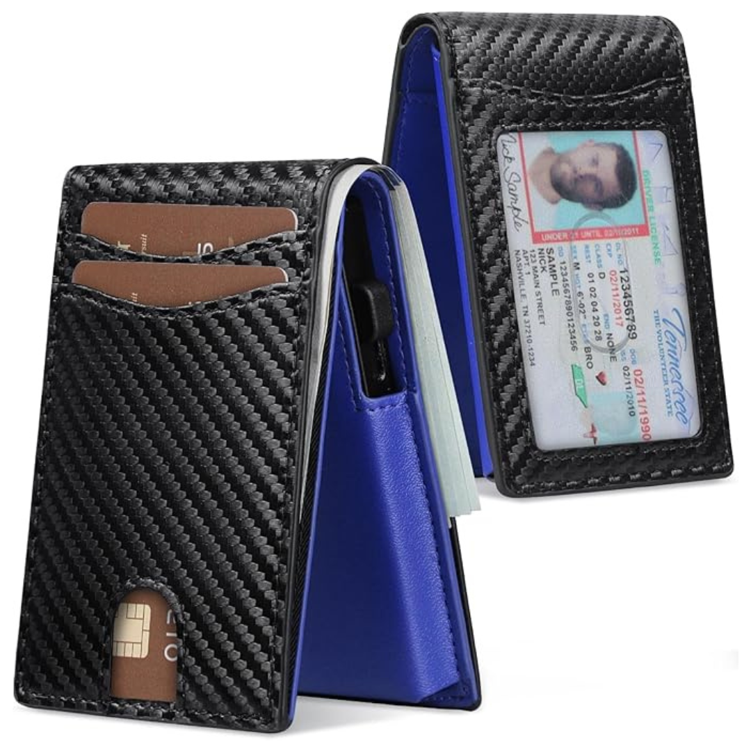 GSG Men's Minimalist Pop Up Slim Bifold Wallet With Cash Slot