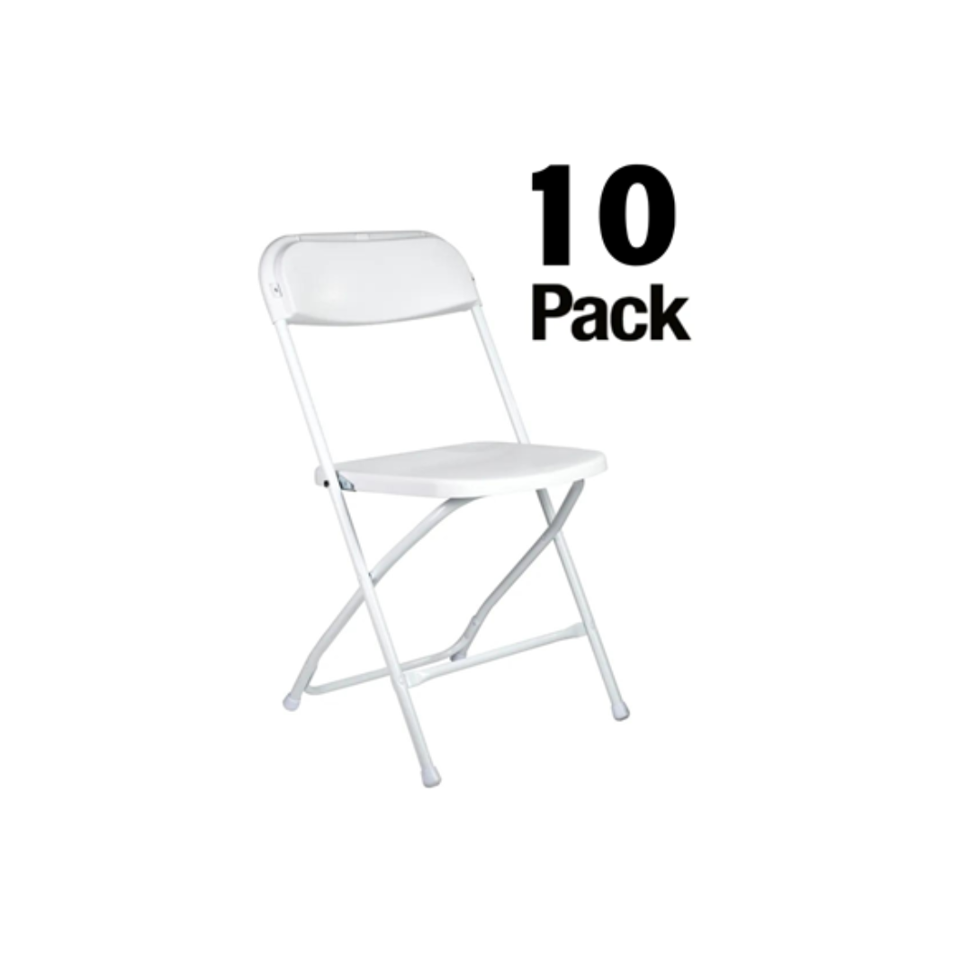 10-Pack Chivari Steel-Poly Folding Chairs (White)
