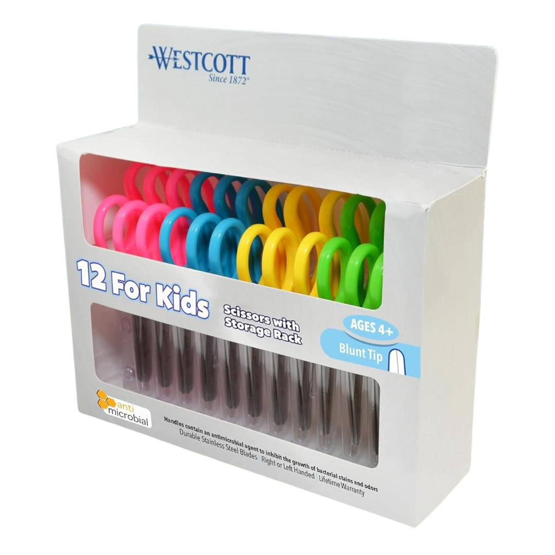 Westcott Right- and Left-Handed Scissors, 5-Inch Blunt Tip, Assorted (12 Pack)