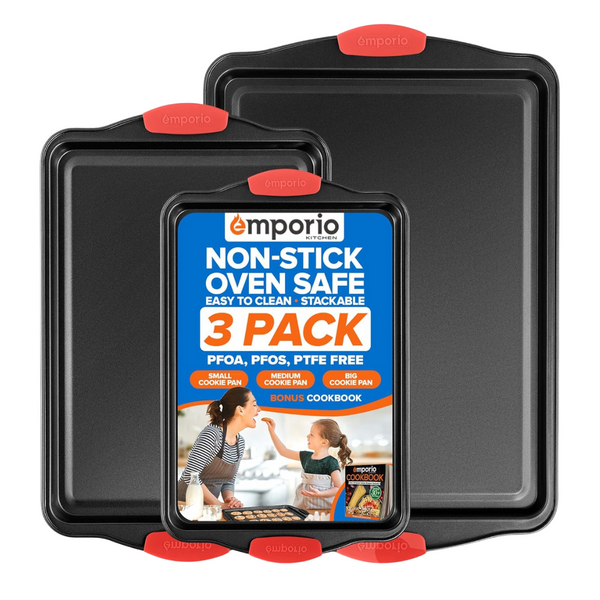 3-Piece Emporio Kitchen Nonstick Carbon Steel Baking Pan Set