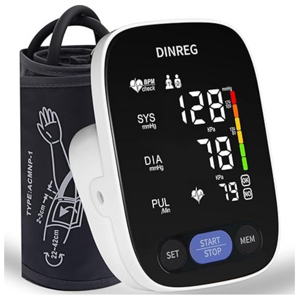 Dinreg Upper Arm Blood Pressure Monitor with Large Display & Memory