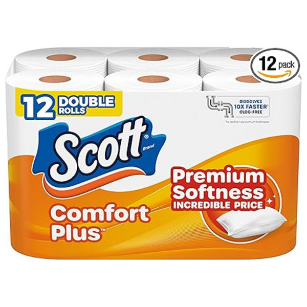 12-Count Scott ComfortPlus 1-Ply Double Roll Toilet Paper