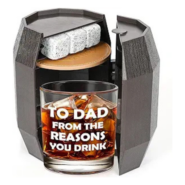 Whiskey Rocks Glass & Bourbon Barrel Set