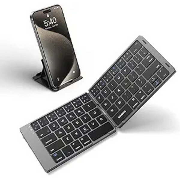 Foldable Portable Bluetooth Keyboard with Phone Holder