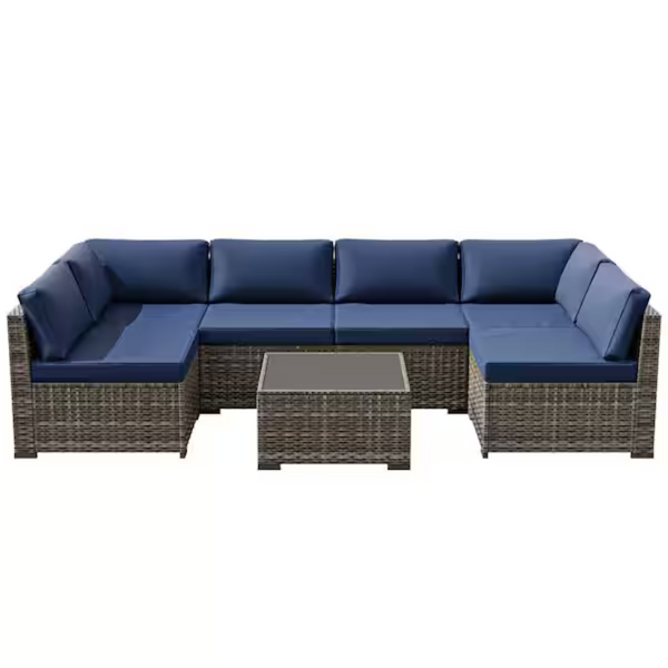 7-Piece Joyside Wicker Patio Sectional Sofa Conversation Set