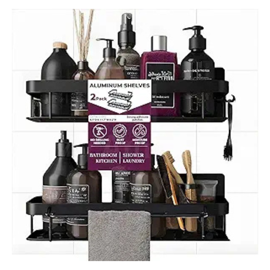 2-Pack Adhesive Wall Mount Bathroom Shelves