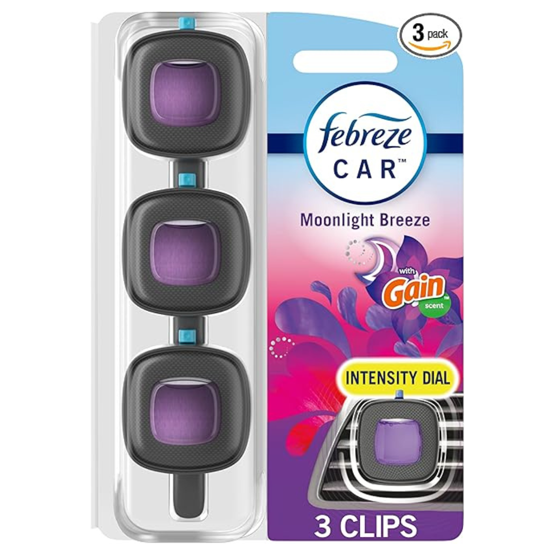 Febreze Car Air Freshener Vent Clips, Moonlight Breeze (Pack Of 3)