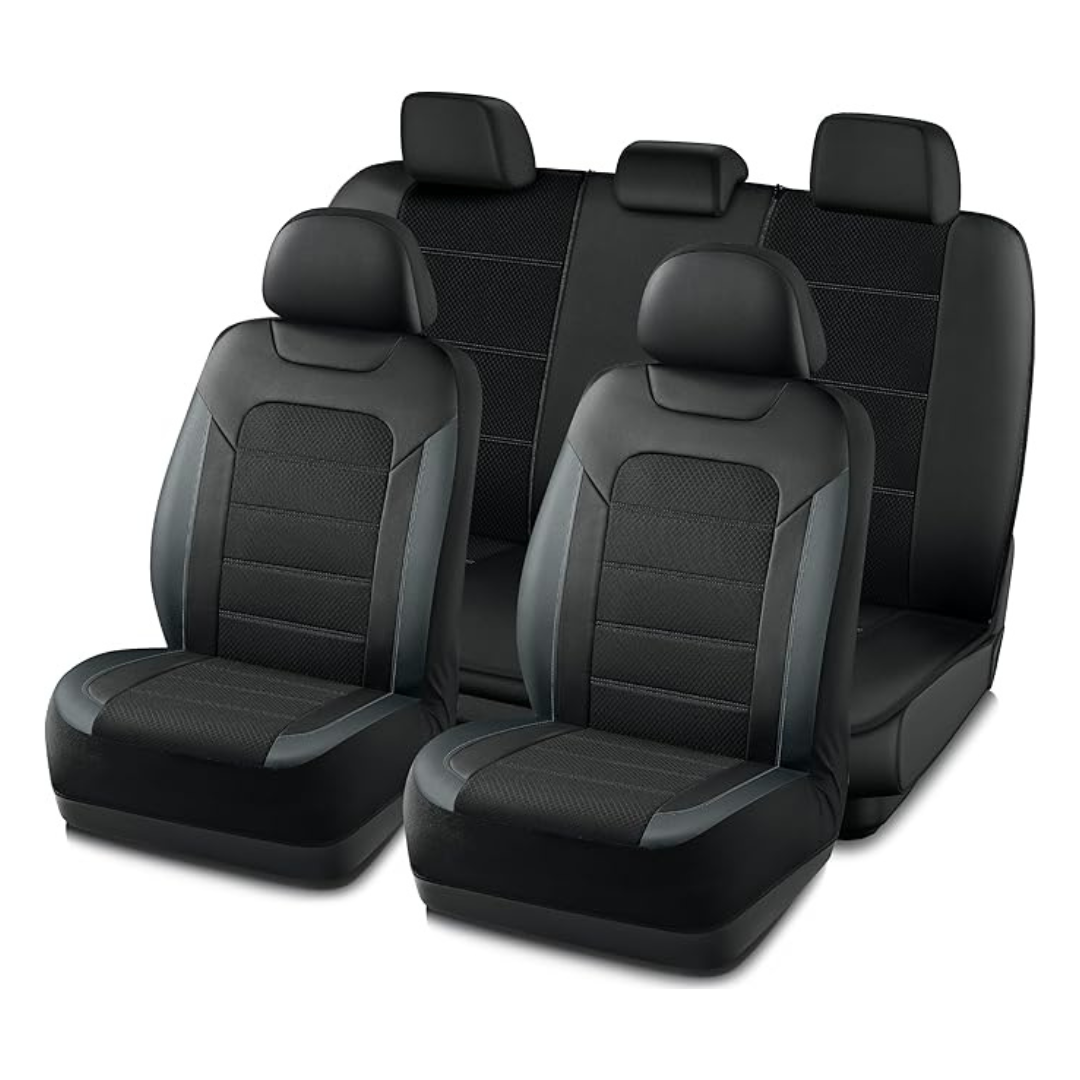 Premium Leather & Air Mesh Sports Seat Covers Full Set